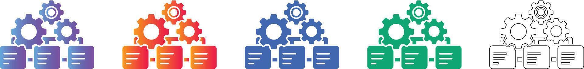 Data Processing and Technical Workflow Icons vector