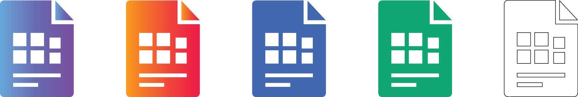 Data Sheet Grid Document Interface Icons vector