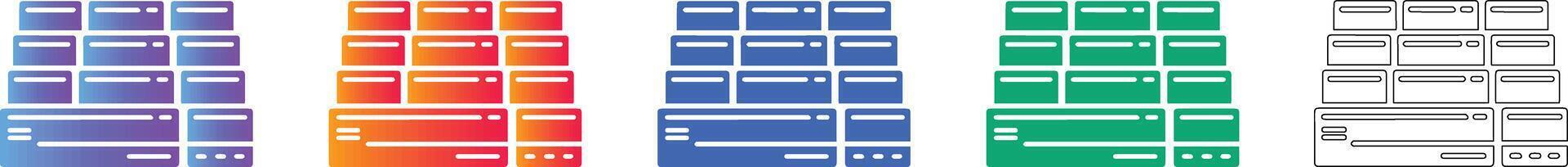 Data Server Rack Icon Set vector