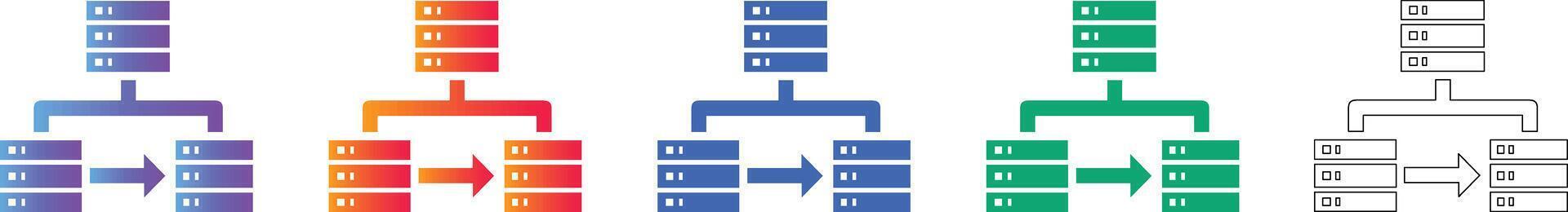 Server Data Flow Icon Set vector