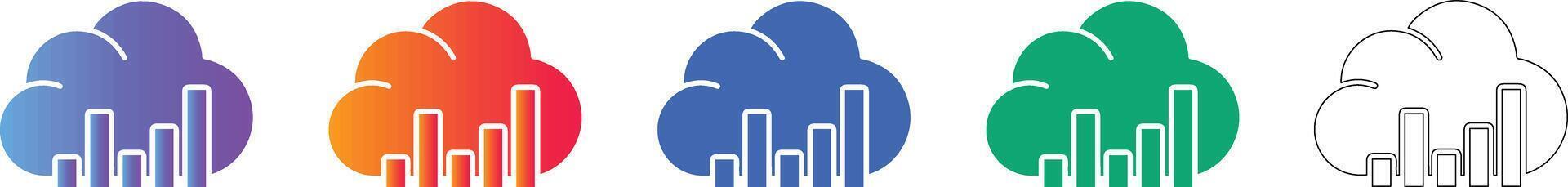 Cloud Computing Analytics Icon Set vector