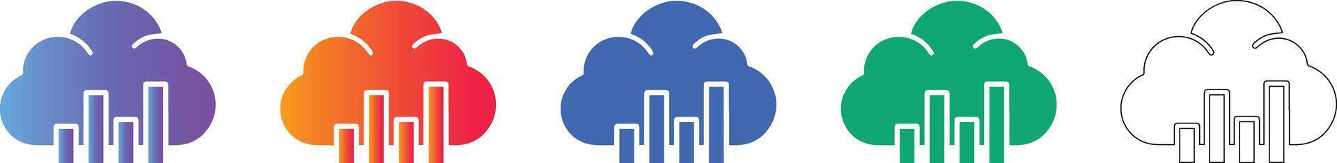 Cloud Computing Data Graph Icon Set vector