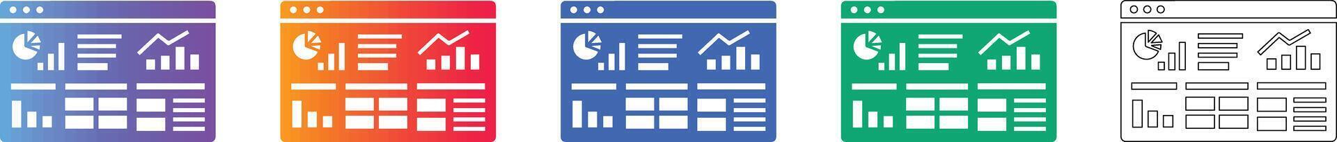 Data Visualization Dashboard Icon Set vector