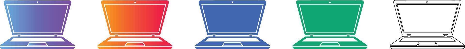 cinco ordenador portátil computadora interfaz íconos vector