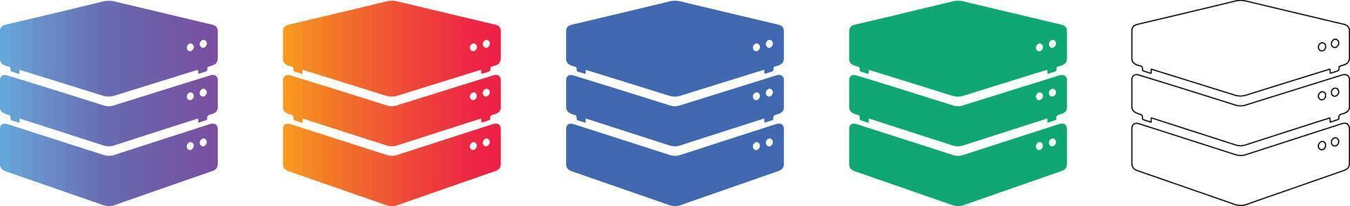 sencillo datos servidor apilar icono conjunto vector