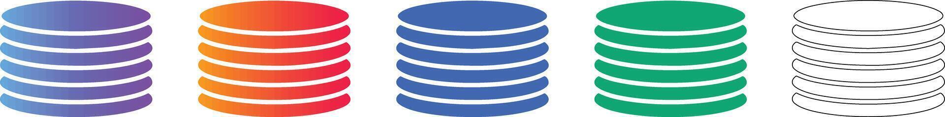 datos almacenamiento y base de datos apilar íconos vector