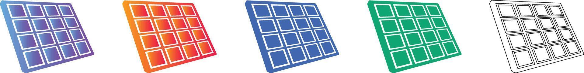 cuadrícula solar panel formación icono conjunto vector