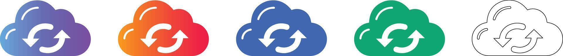 Cloud Data Sync Icons Set vector