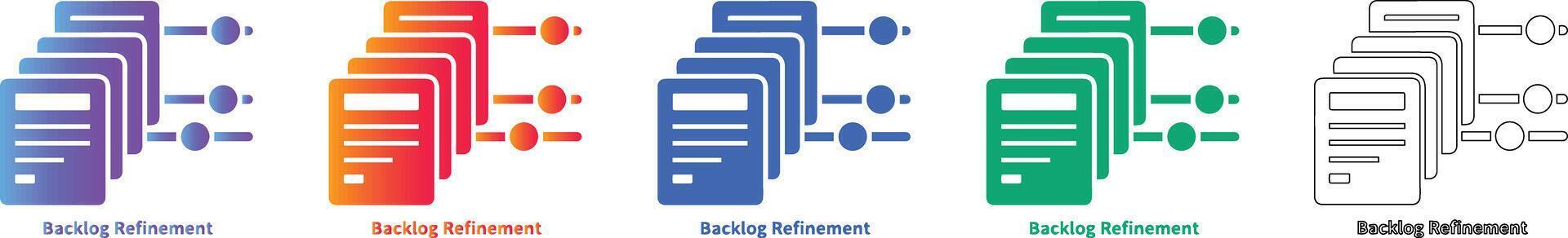 Backlog Refinement Process Icon Set vector