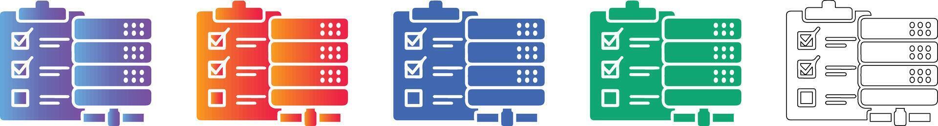 Database Checklist Verification Icon Set vector