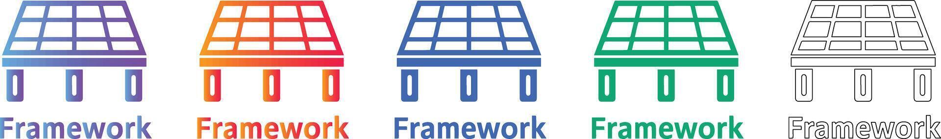 Structural Framework and Grid Icon Set vector