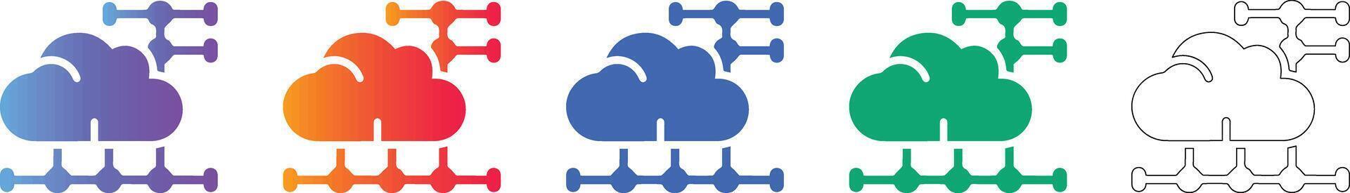 nube informática datos red icono conjunto vector