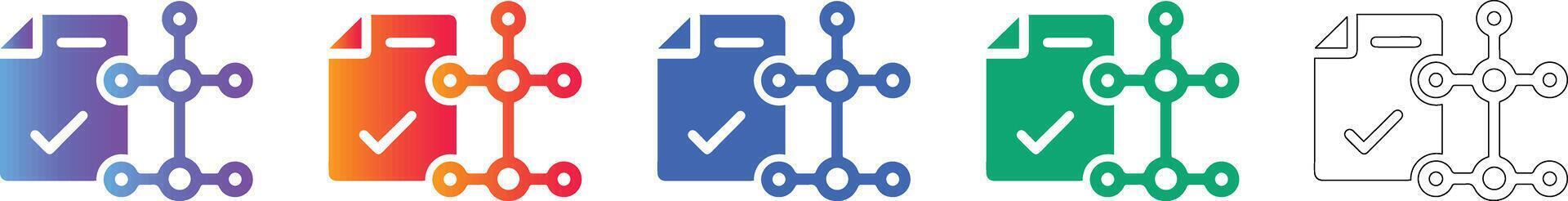 Document Verification and Network Node Icons vector