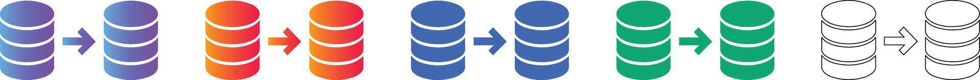 Database Migration and Data Sync Icon Set vector