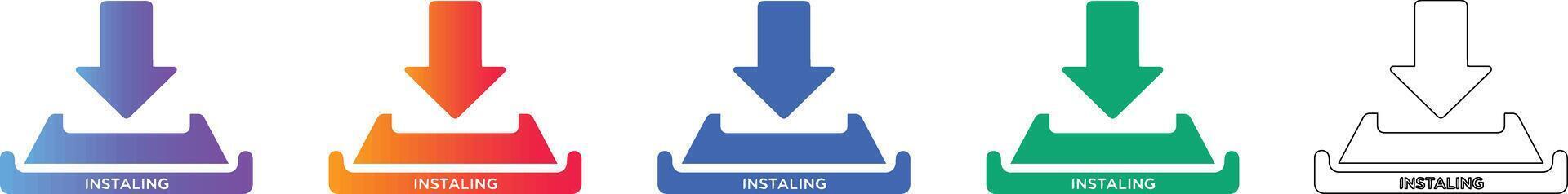 Software Installation Progress Button Icons vector