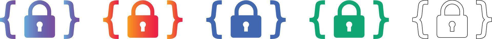 cifrado código bloquear seguridad icono conjunto vector