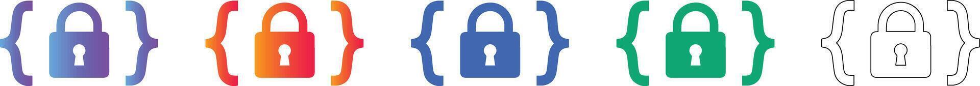 Secure Coding Lock Icons vector
