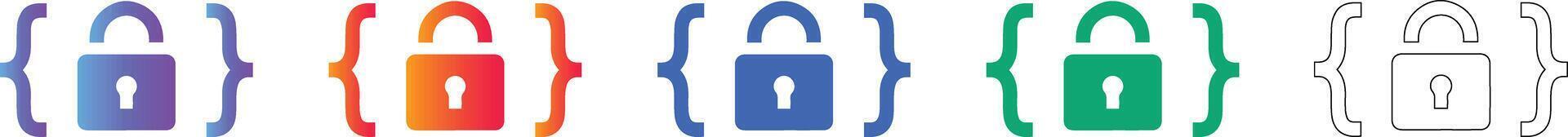 Encrypted Code Syntax Icons Set vector