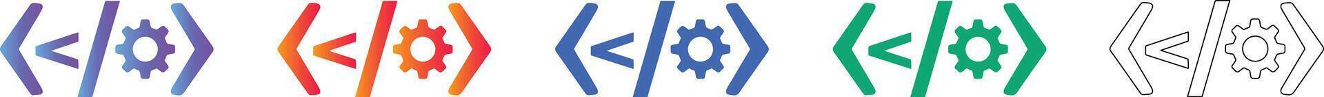 código configuración soportes icono conjunto para técnico interfaces vector