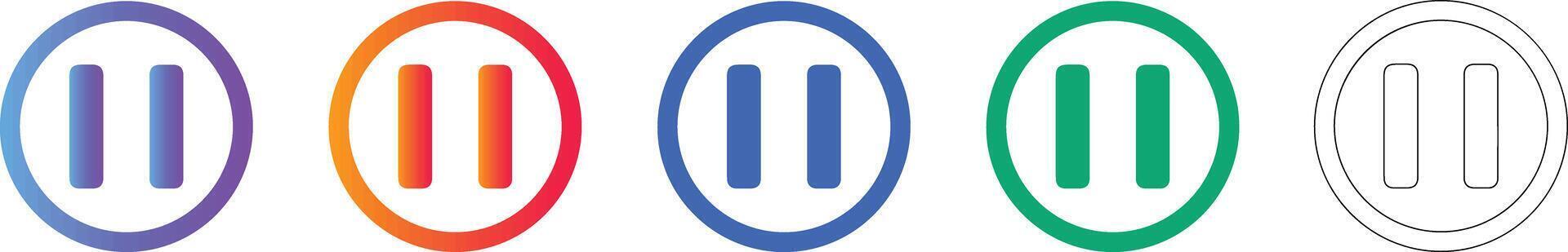 Pause Button Interface Icon Set vector