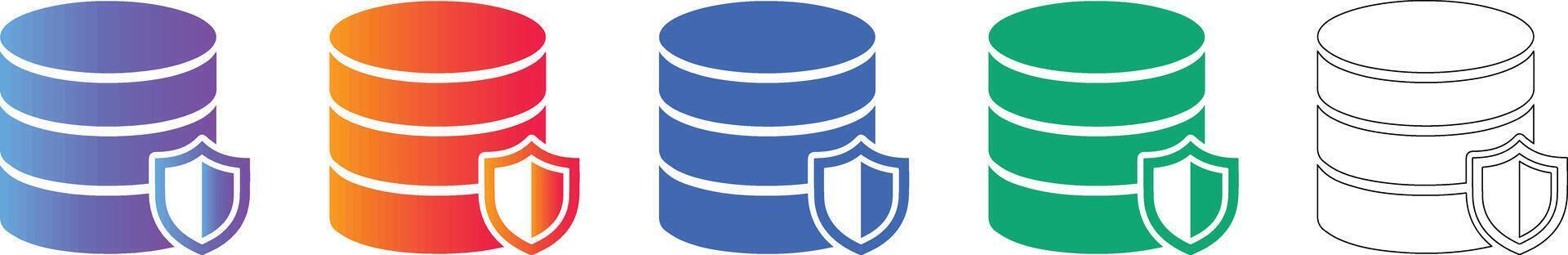 Secure Database Server Icon Set vector