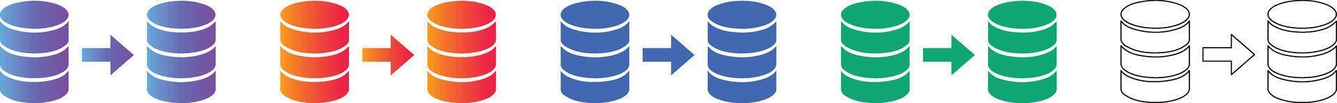 Database Server Migration Icon Set vector