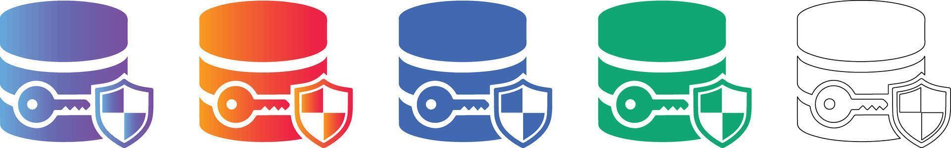 Secure Database Icon Set vector