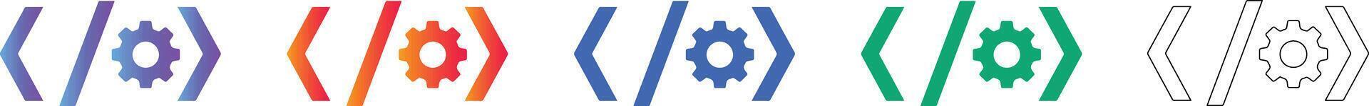 Programming Code Syntax Settings Icon Set vector