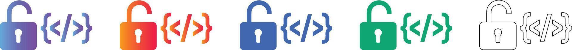 Open Source Code Lock Icons Set vector