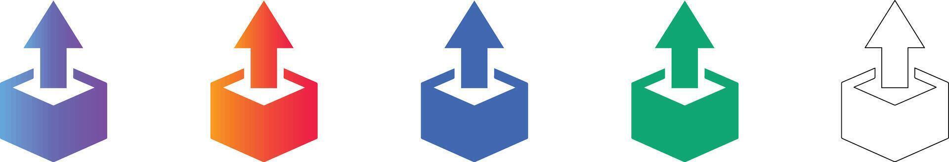 Cube Upload Interface Icons vector