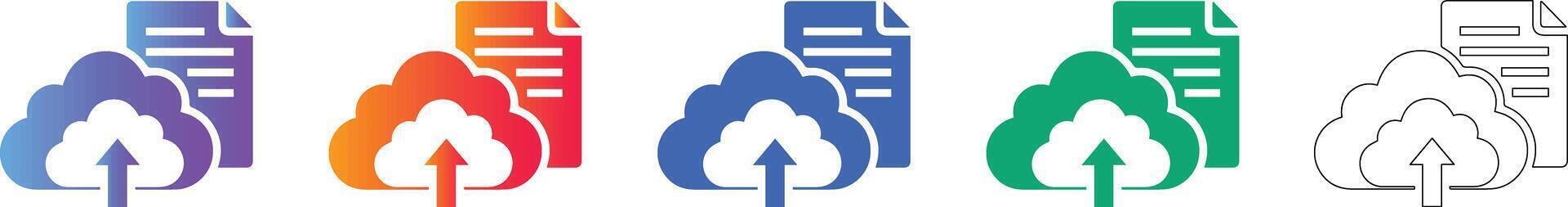 Cloud Document Upload Interface Icons vector