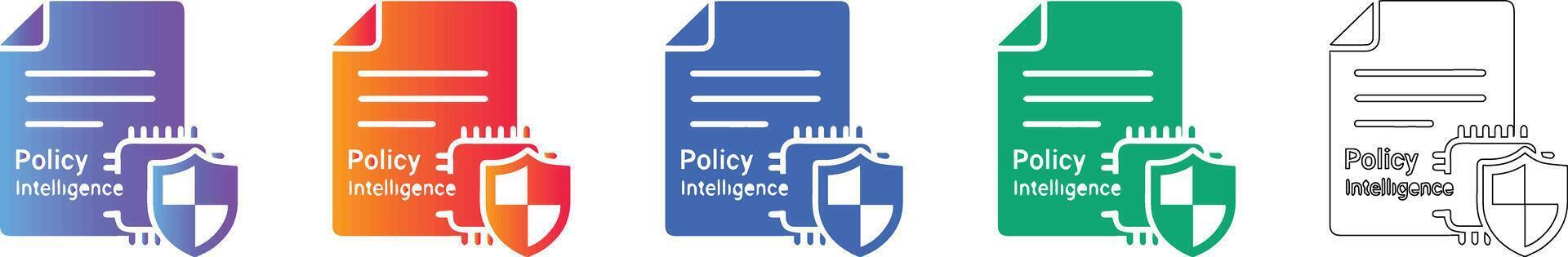 Policy Intelligence Document Icon Set vector