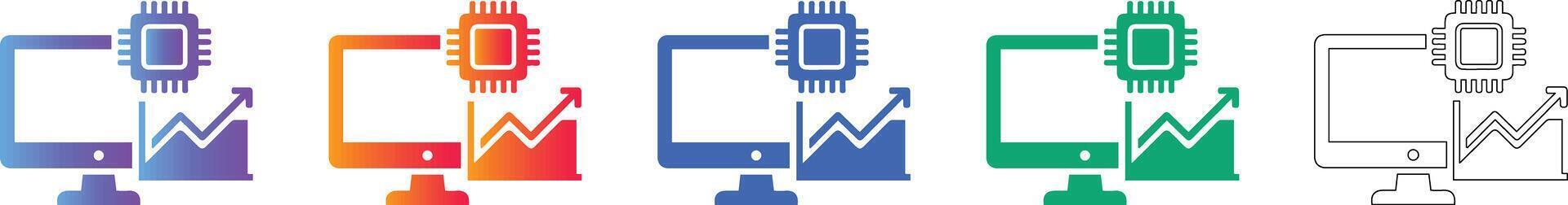 Computer Hardware Performance Analysis Icon Set vector
