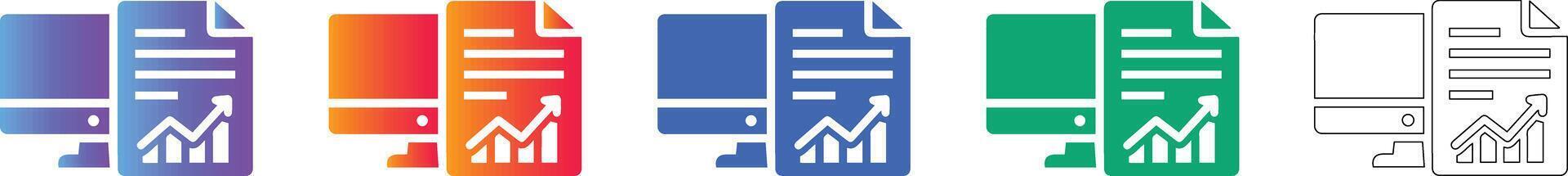 Computer Data Reporting Icons Set vector