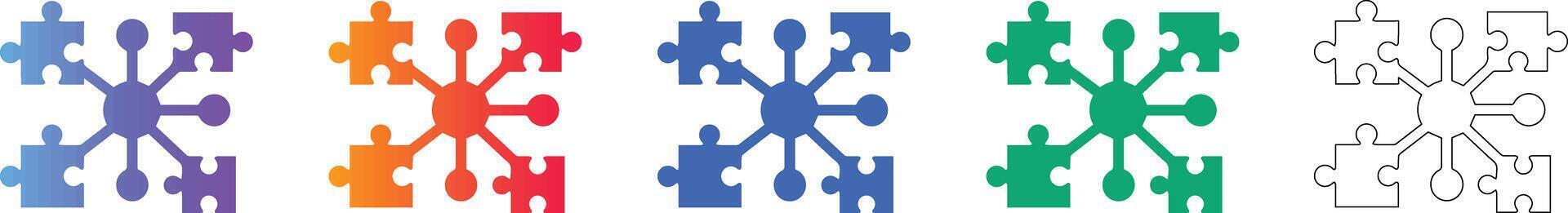 integrado red y problema resolviendo íconos vector