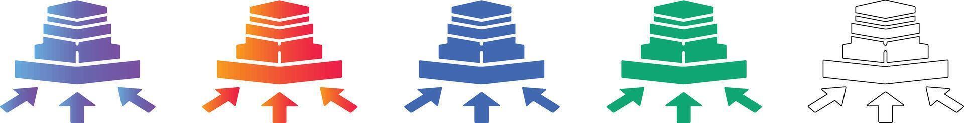 Data Aggregation Layer Icon Set vector