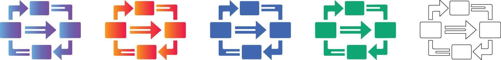 Process Workflow Cycle Icon Set vector