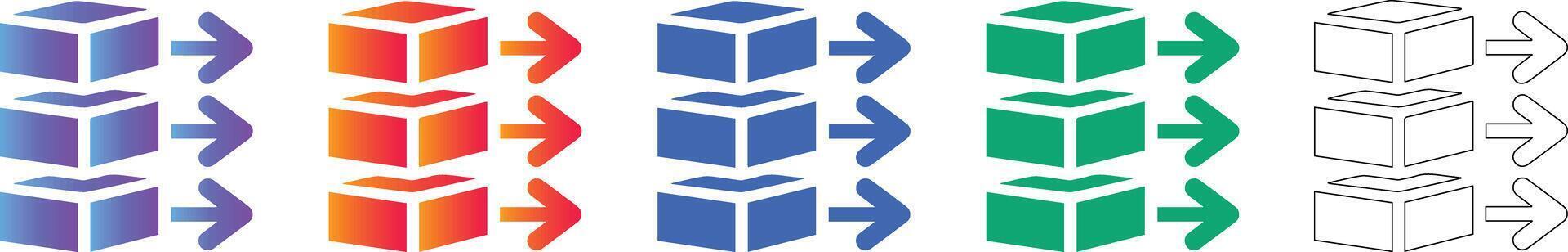 Data Stack Cubes with Arrows Icons vector