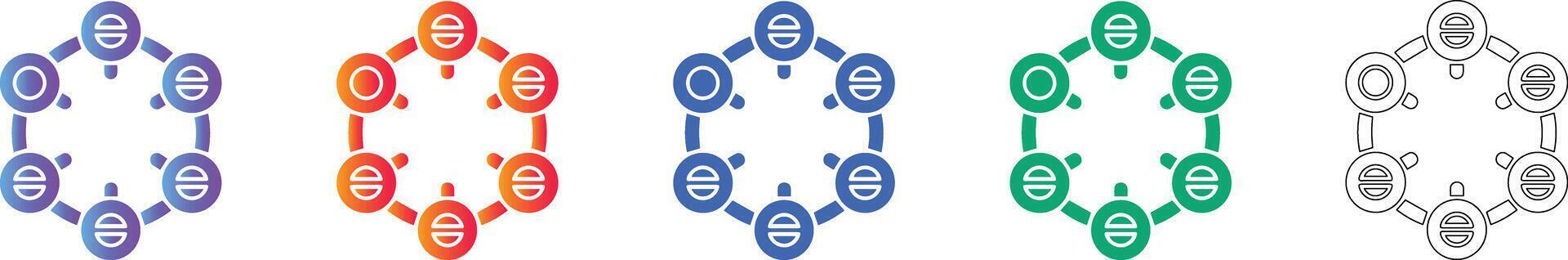 Hexagonal Network Connection Node Icons vector