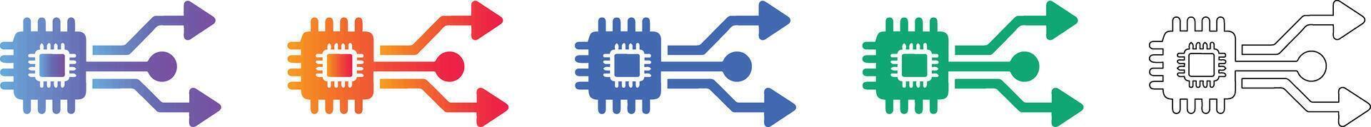 Computer Processor CPU Tech Routing Icons vector