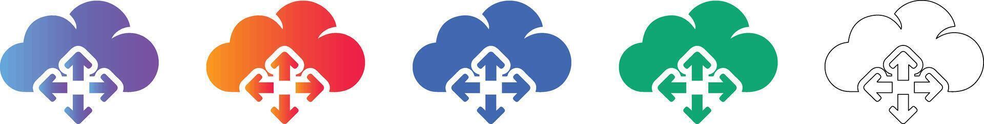 Cloud Computing Data Expansion Icon Set vector