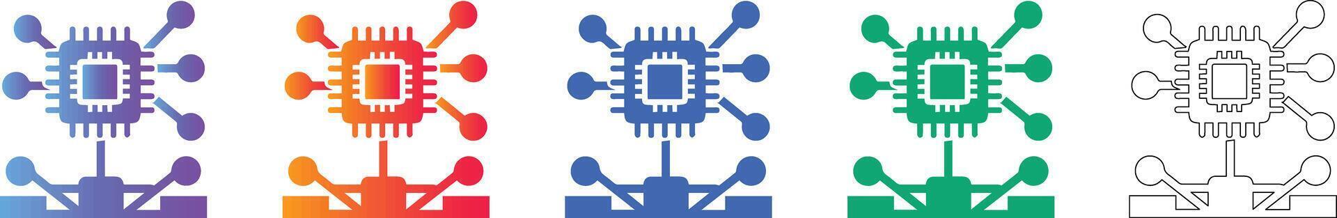 CPU Processor Technology Icons vector