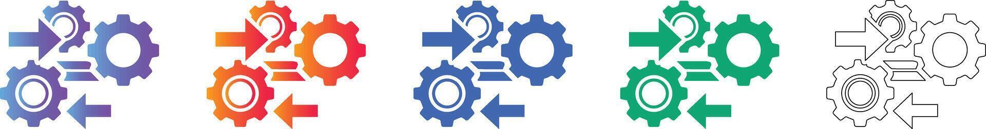 Workflow Process Gears Icon Set vector