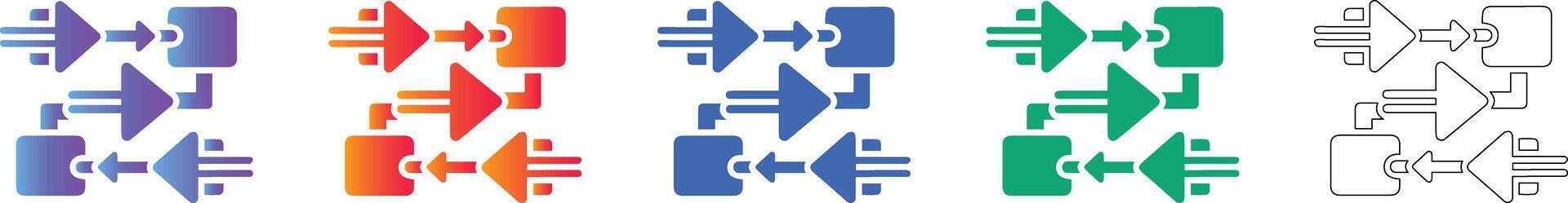 Process Workflow Arrow Flow Icons vector