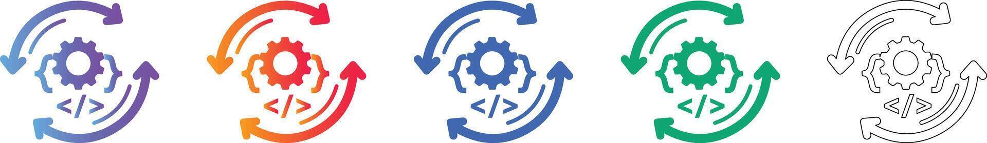 Software Development and Code Refresh Icons vector