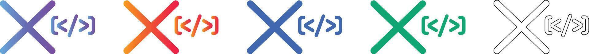 código desarrollo error íconos conjunto vector