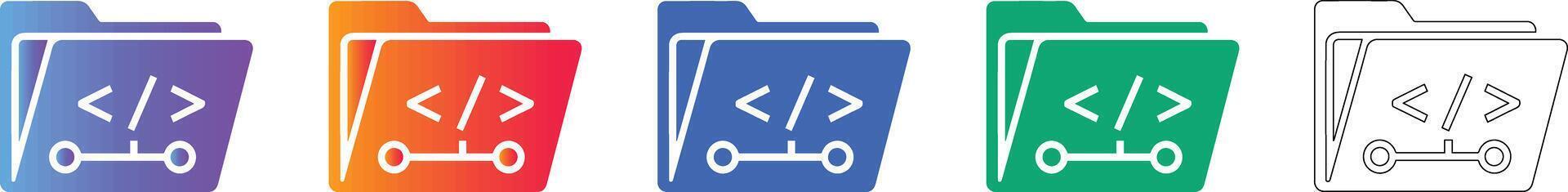 Five Web Development Folder Icons vector