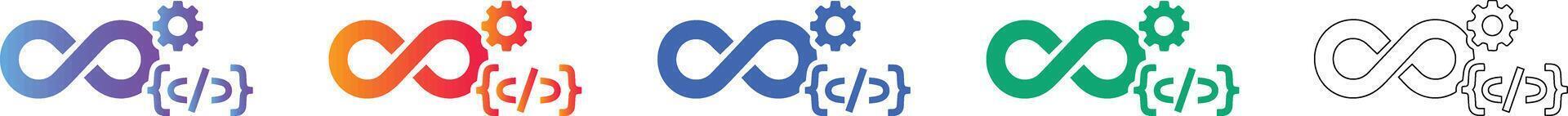 DevOps Infinity Loop Icons with Coding Symbol vector