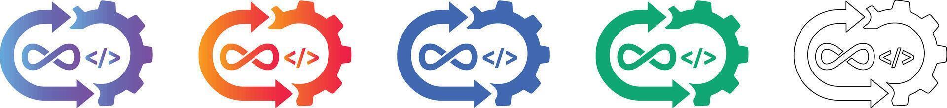 DevOps Infinity Loop Code Icon Set vector