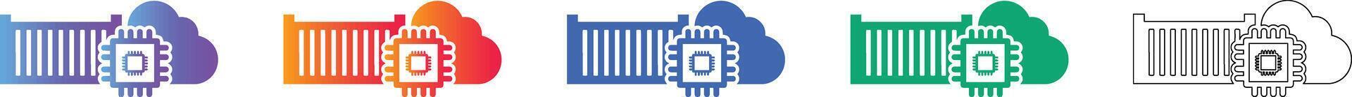 Cloud Computing and Processor Technology Icons vector